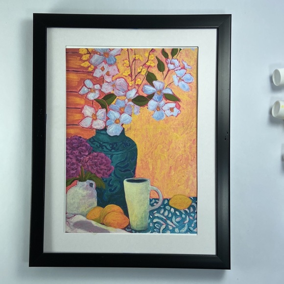 Colorful Kitchen Still Life Lemons, Tea, & Flowers Art Print for Farmhouse Decor - Picture 10 of 10